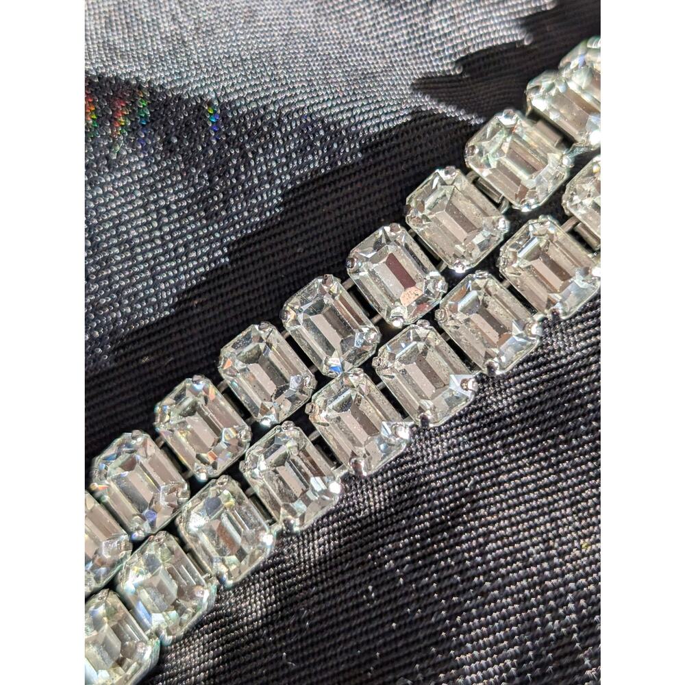 Vintage Eisenberg Emerald Cut Austrian Rhinestones Crystal Necklace Signed - Picture 4 of 9